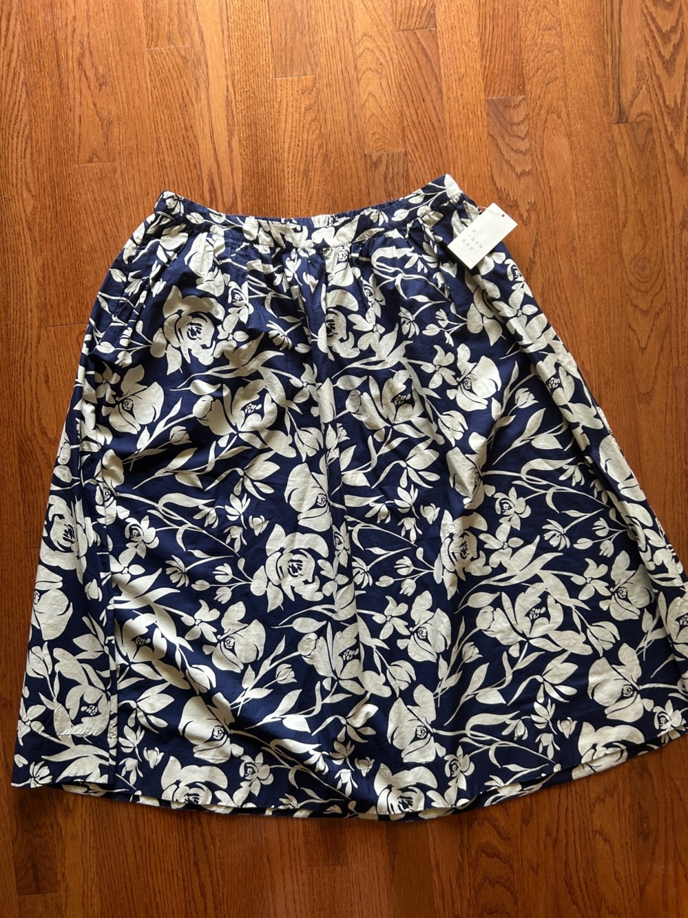 a new day Navy and Cream Floral A-Line Skirt